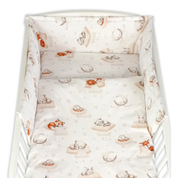 Baby Nellys Sada do postýlky 3D, mantinel a povlečení - Na obláčku, béžová, bílá