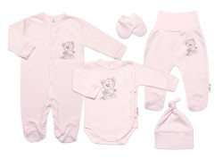 Baby Nellys Soupravička pro miminko, 5D, Little Teddy, růžová, vel. 56