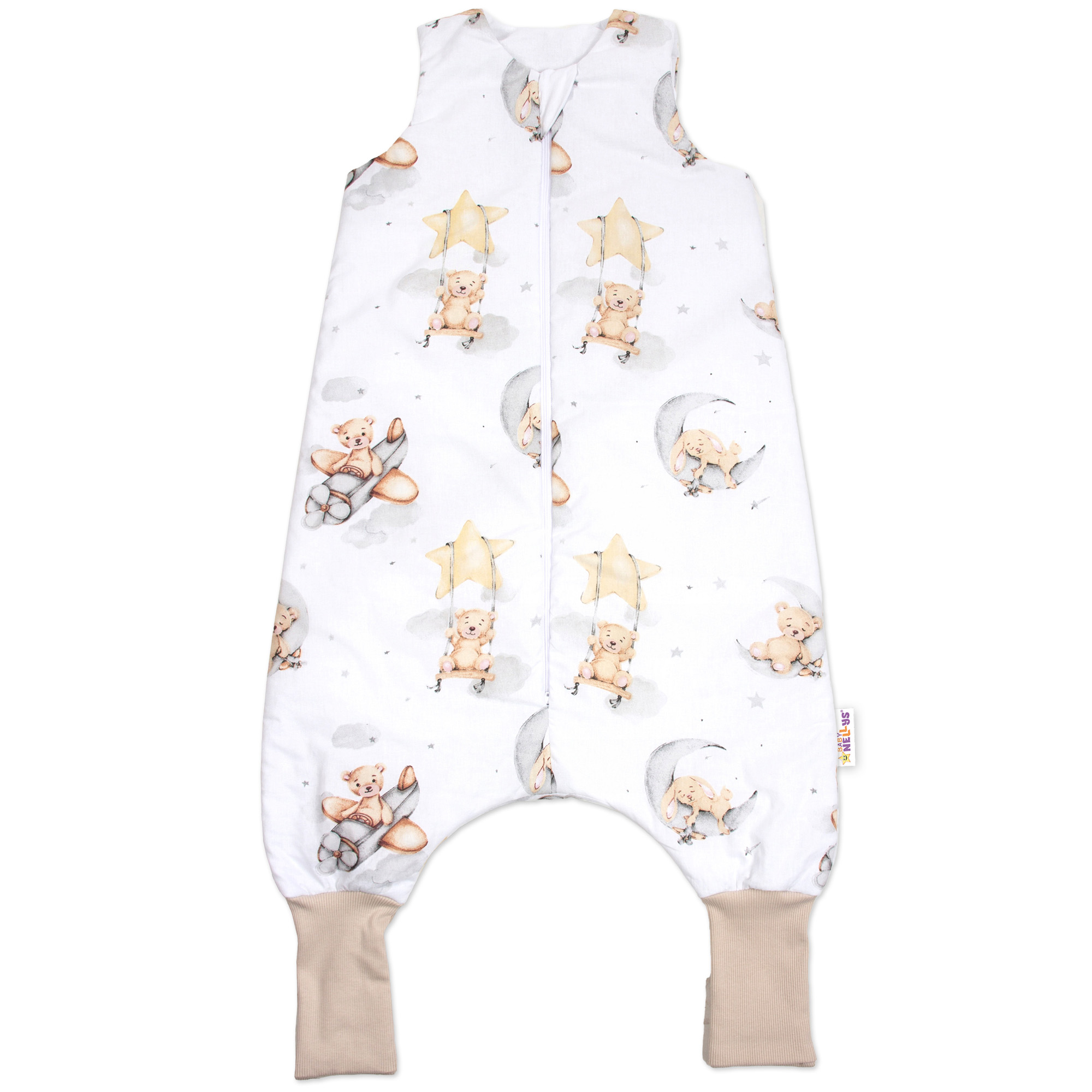 Baby Nellys Spací vak se zahrnovacími nohavičkami Teddy Star,  vel. S, 68/86