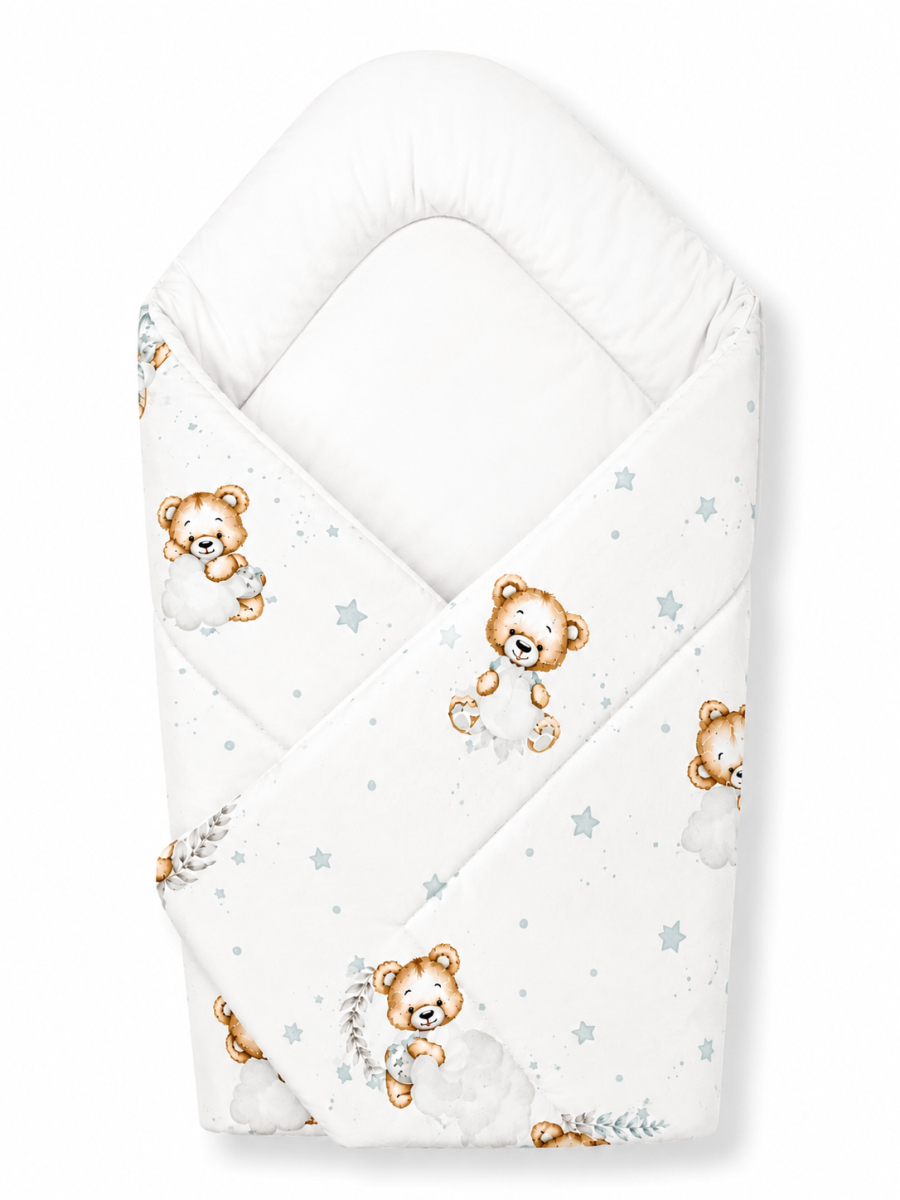 Baby Nellys Zavinovačka pro miminko Classic Sleepy Teddy, bílý