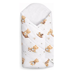 Baby Nellys Zavinovačka pro miminko Klasik Kouzelný méďa, bílá/hnědá