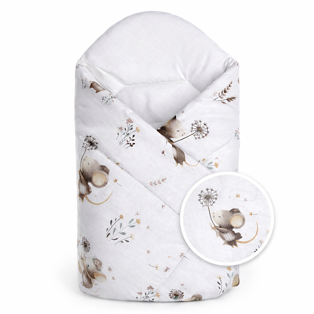 Baby Nellys Zavinovačka pro miminko Klasik Malá myška, bílá/béžová