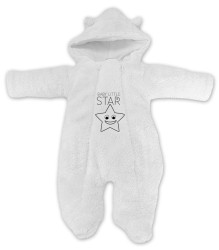 Baby Nellys Zimní chlupáčková kombinézka Little STAR, bílá vel.  74