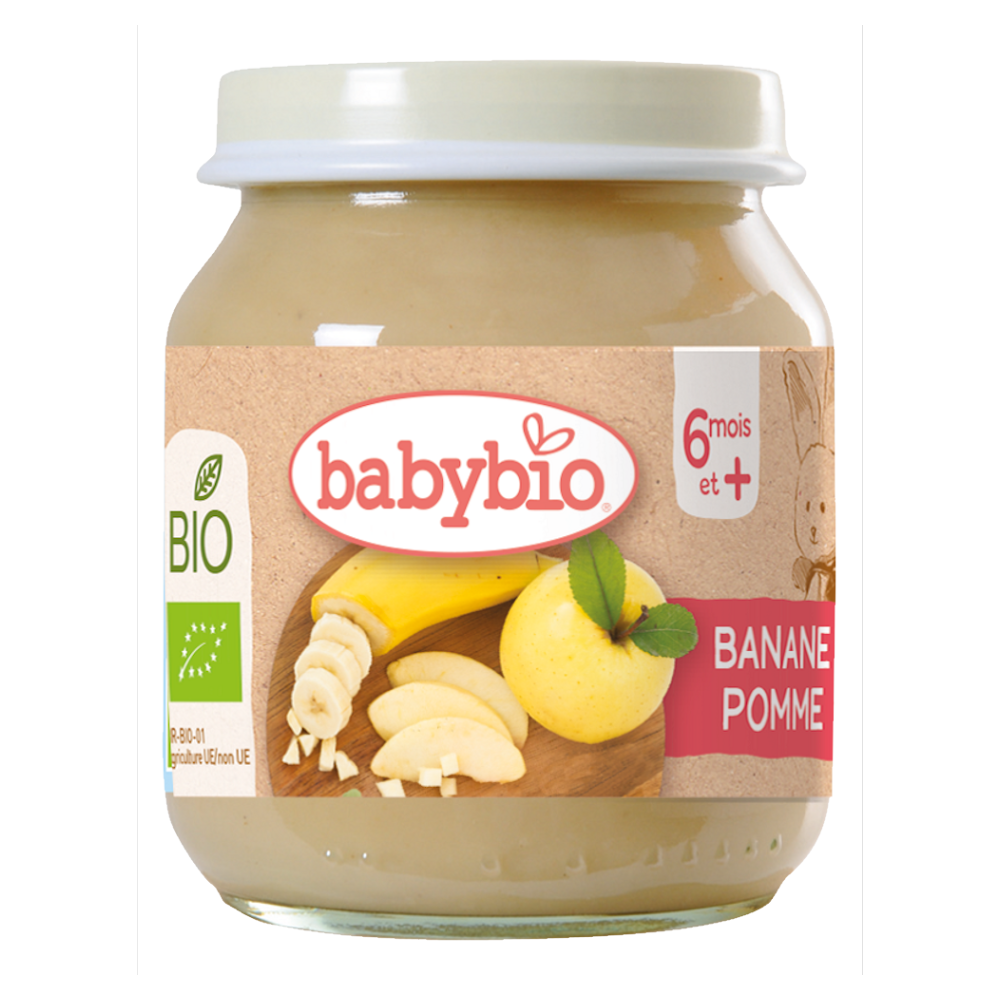 BABYBIO Bio banán a jablko 6m+ 130 g