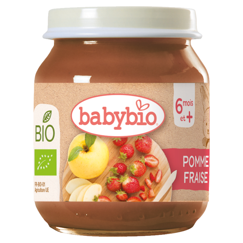 BABYBIO Bio jablko a jahody 6m+ 130 g