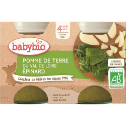 BABYBIO Brambory se špenátem 2x130 g