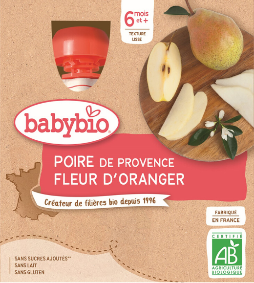 BABYBIO hruška pomerančový květ 4 x 90 g