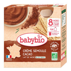 Babybio Mléčná krupicová svačinka s kakaem 4x85 g