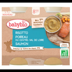 BABYBIO rizoto s pórkem, máslovou dýní a lososem 8m+ 2 x 200 g