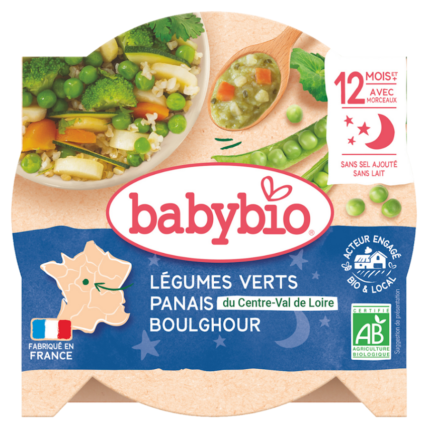 BABYBIO Zelená zelenina pastinák a boulghour s koriandrem 230 g