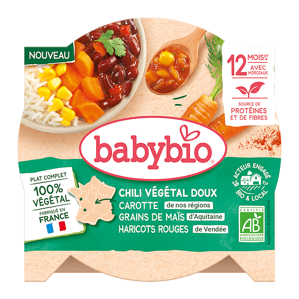 BABYBIO Zeleninové chilli con carne s červenými fazolemi BIO 230 g