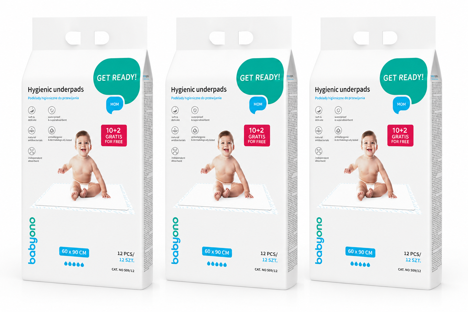 Babyono Komplet Hygienické podložky 60×90 cm – komplet 3 balení (30+6 ks zdarma)