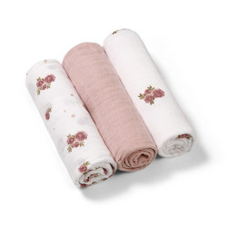 Babyono Mušelínové plenky, Super Soft růžové, 3 ks x 70x70cm, Flowers