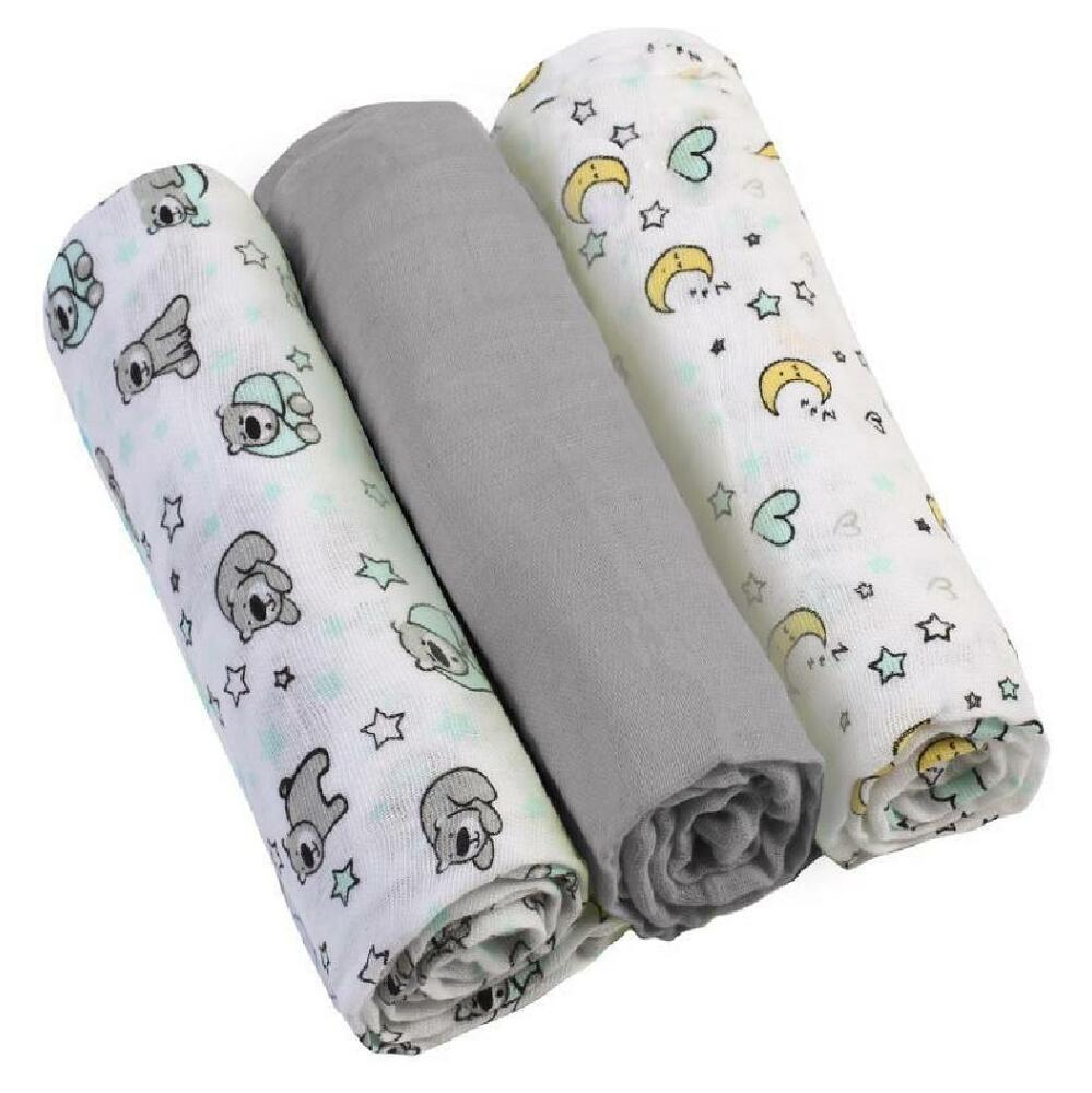 BABYONO Pleny mušelínové Super soft šedé 3 ks