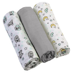 BABYONO Pleny mušelínové Super soft šedé 3 ks