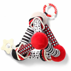 Babyono Plyšová edukační hračka Tiny Yoga Triangle C - More Collection - černá/červená,