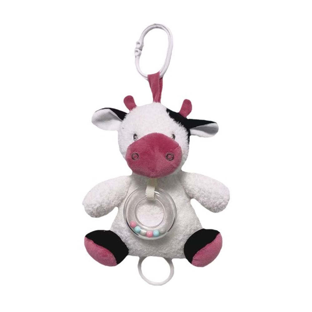 BalibaZoo Plyšová závěsná hračka, kravička s melodii 18 cm pro miminka