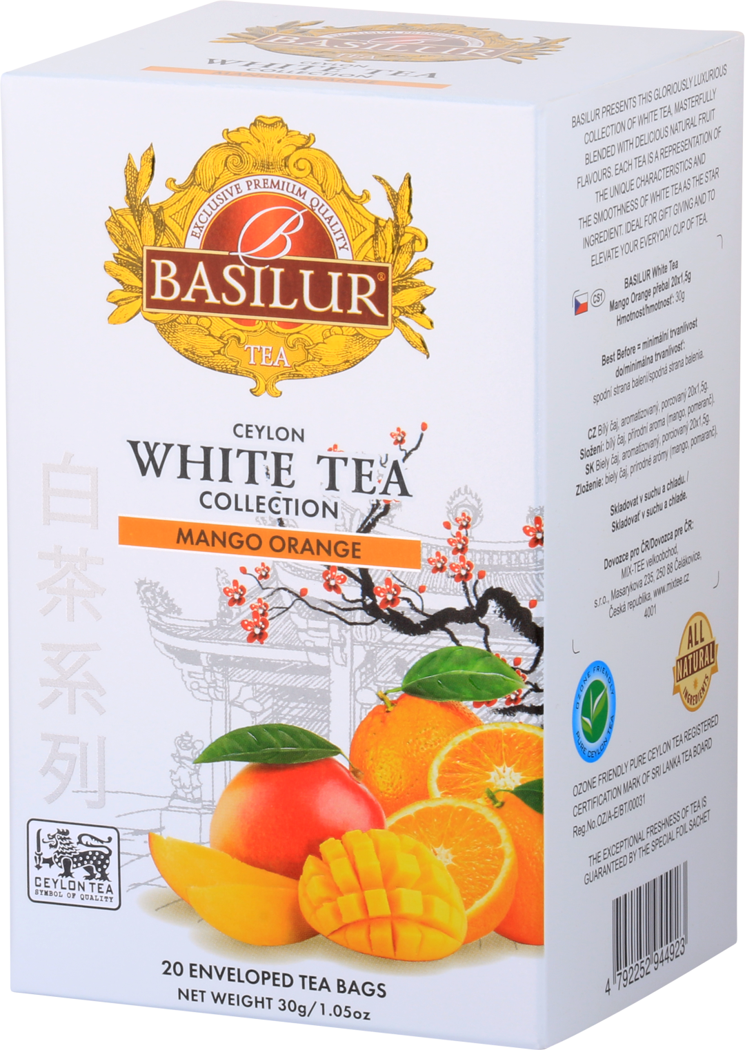 BASILUR White Tea Mango Orange přebal 20 x 1.5 g