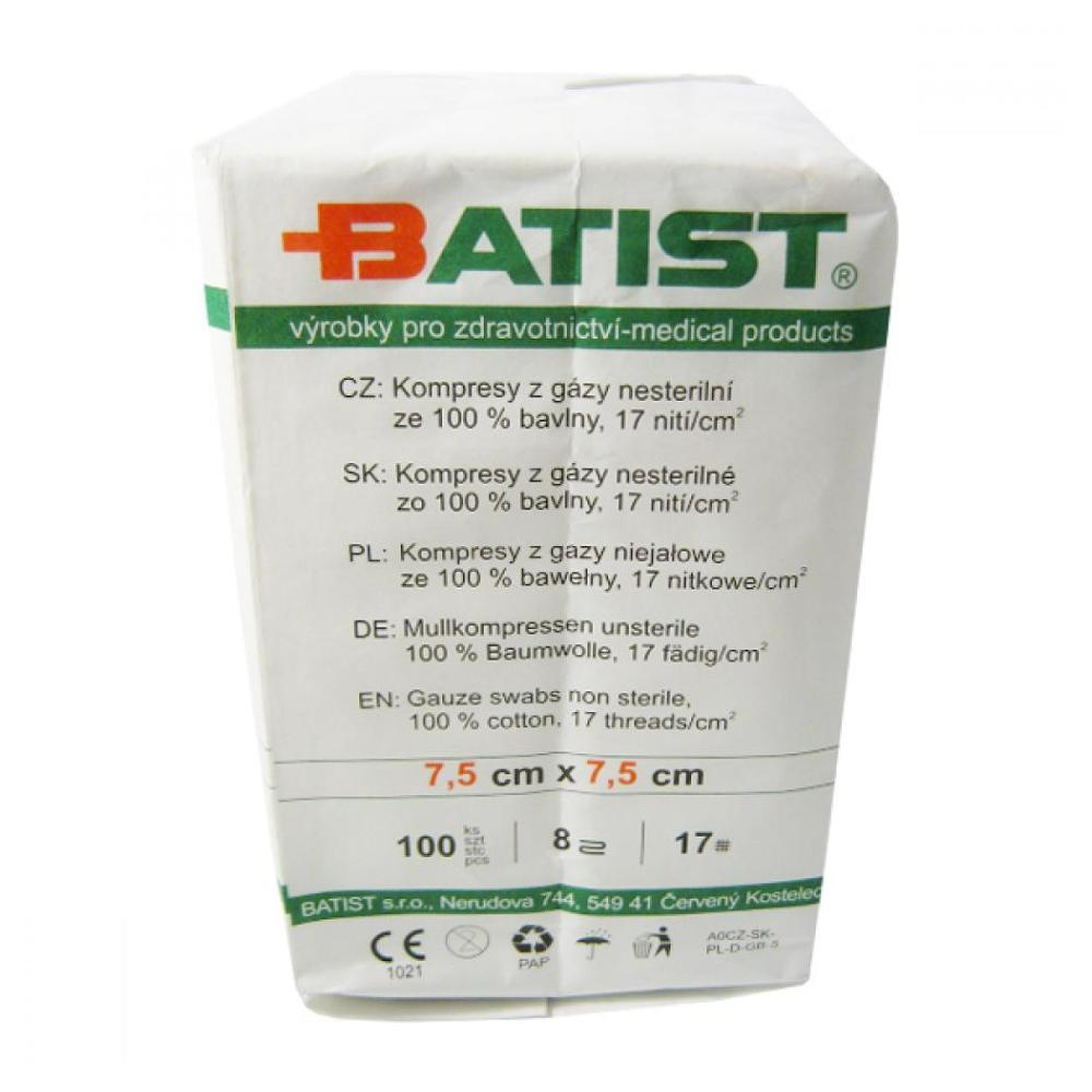 BATIST Kompresy z gázy 7,5 x 7,5 cm100 kusů