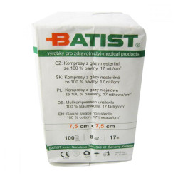 BATIST Kompresy z gázy 7,5 x 7,5 cm100 kusů