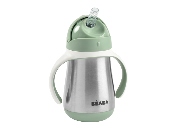 BEABA Hrnek termoizolační s brčkem nerez Sage Green 250 ml