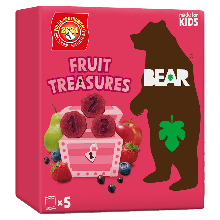 BEAR Fruit treasures berry jahoda a borůvka 5 x 20 g