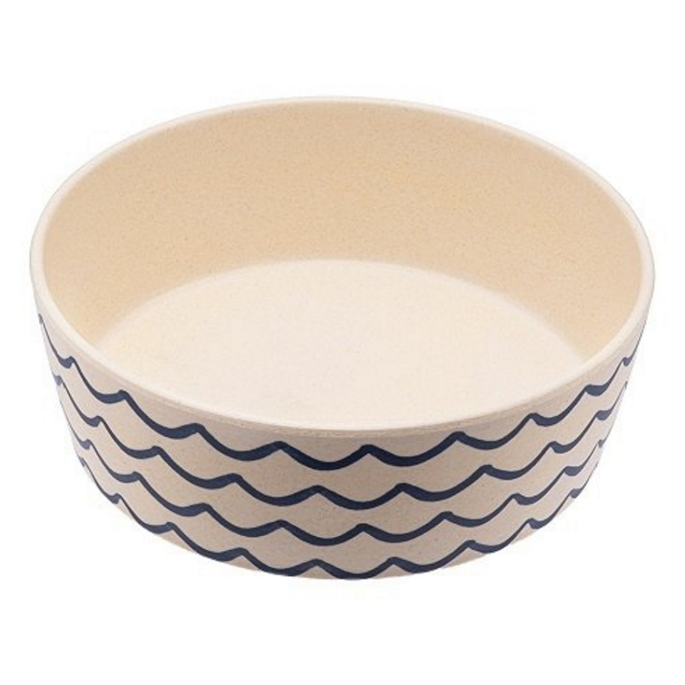 BECOBOWL Bambusová miska pro psa ocean waves velikost L 1,65 l 18,5 cm