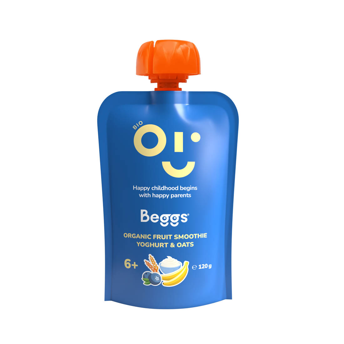 Beggs BIO Kapsička smoothie s ovocem, jogurt a ovesné vločky 6m+ 120 g