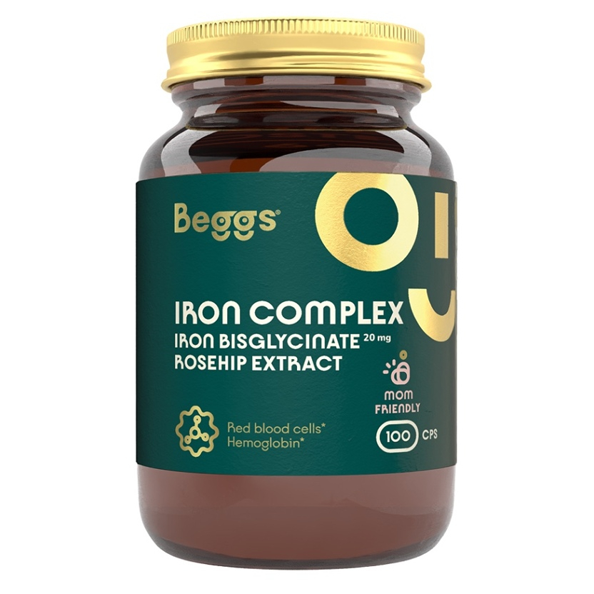 BEGGS Iron bisglycinate 20 mg + rosehip extract 100 kapslí