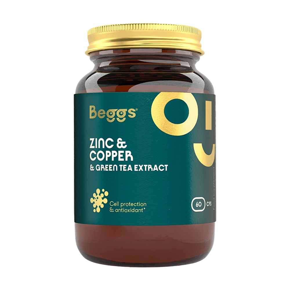 BEGGS Zinc + Copper + Green tea extract 60 kapslí