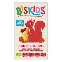 BELKORN BISkids BIO měkké dětské sušenky s jahodovým pyré bez přidaného cukru, 33% ovoce 120 g