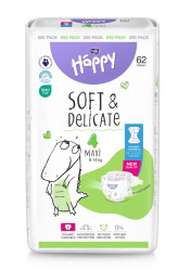 Bella Baby Happy Soft&Delicate 4 Maxi 8–14 kg dětské pleny 62 ks
