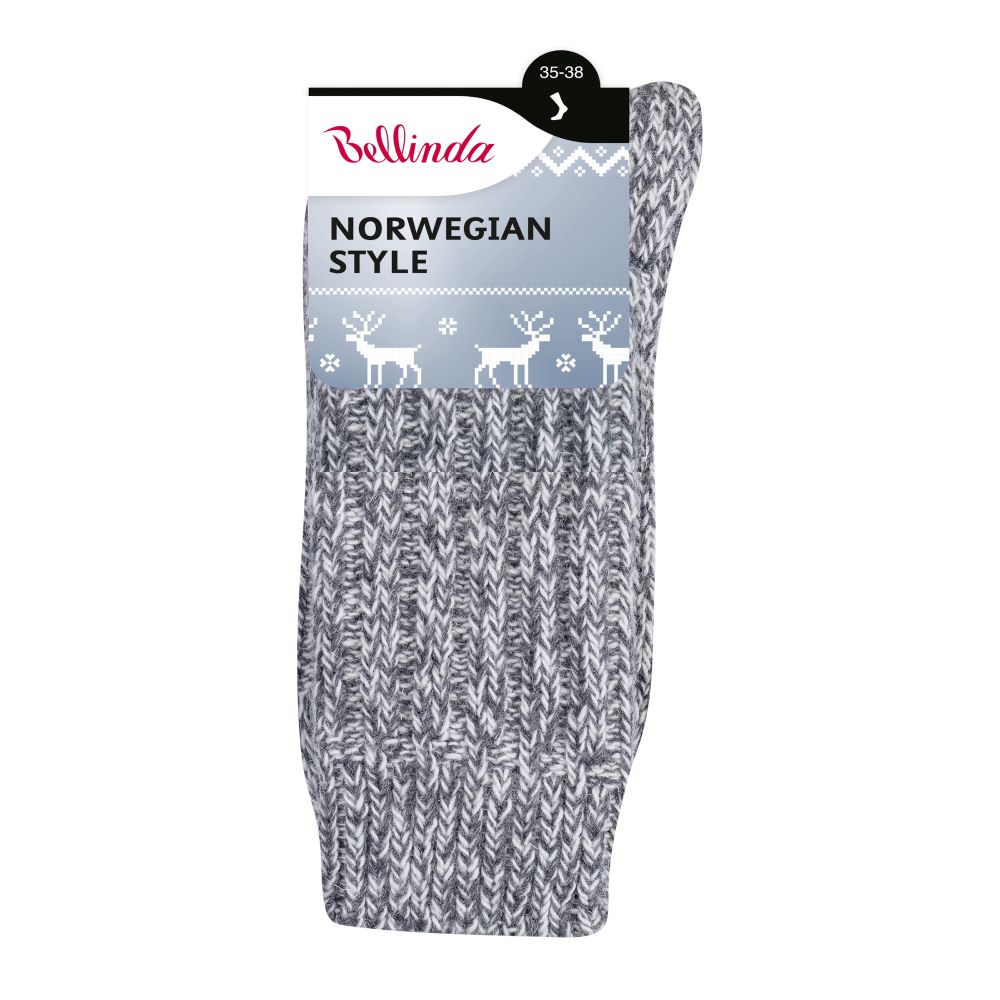 Bellinda NORWEGIAN teplé ponožky vel. 35/38 1 pár šedé