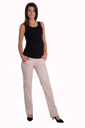 bemaamaa Bavlněné, těhotenské kalhoty s kapsami - béžové