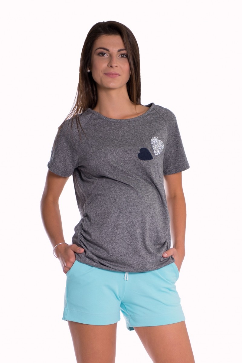 bemaamaa Těhotenské,bavlněné kraťasy s odpáratelným pásem - Máta, vel. S