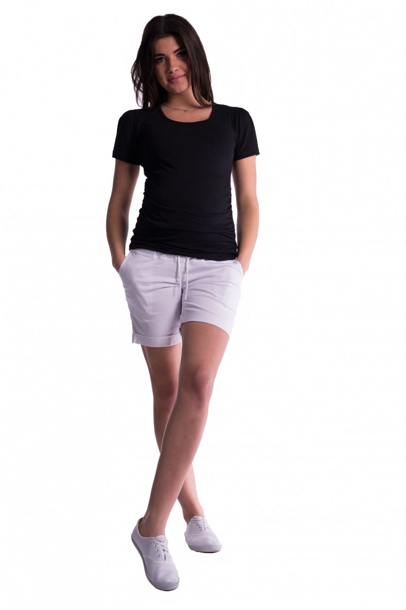 bemaamaa Těhotenské kraťasy s elastickým pásem - bílé, vel. L