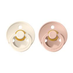 BIBS Colour dudlíky z přírodního kaučuku velikost 3, Ivory/Blush 2 ks