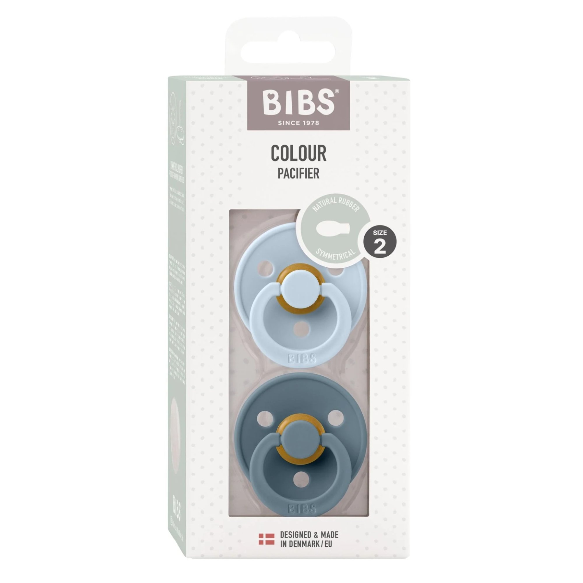 BIBS Colour symetrické dudlíky z přírodního kaučuku velikost 2, Baby Blue / Petrol 2 ks
