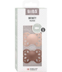 BIBS Infinity symetrické dudlíky ze silikonu, velikost 2, Blush / Woodchuck 2 ks