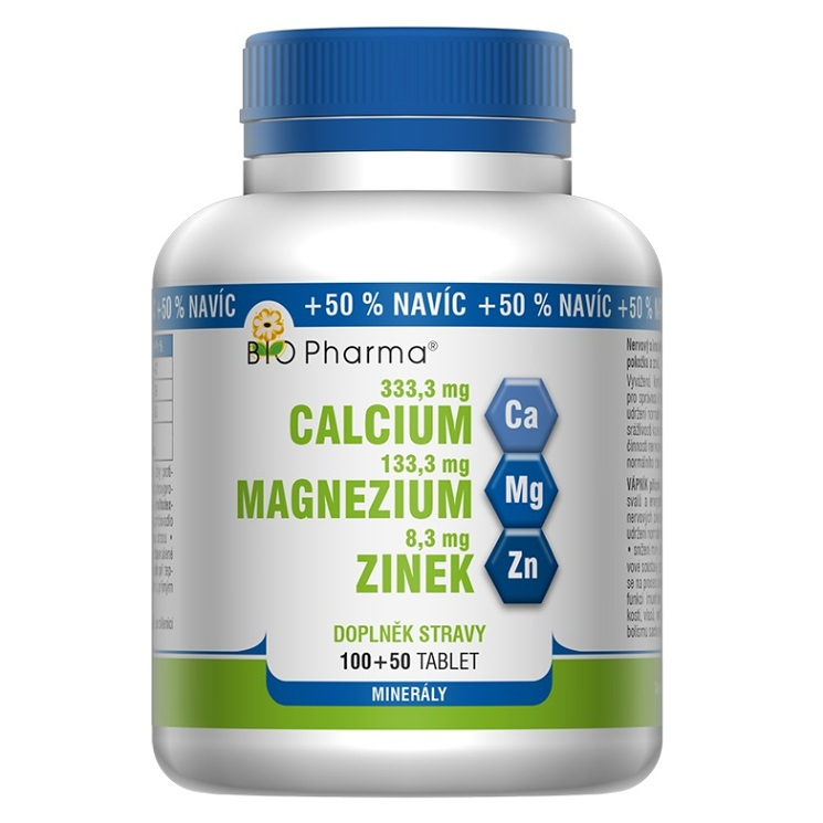 BIO PHARMA Calcium + Magnesium + Zinek 100+50 tablet