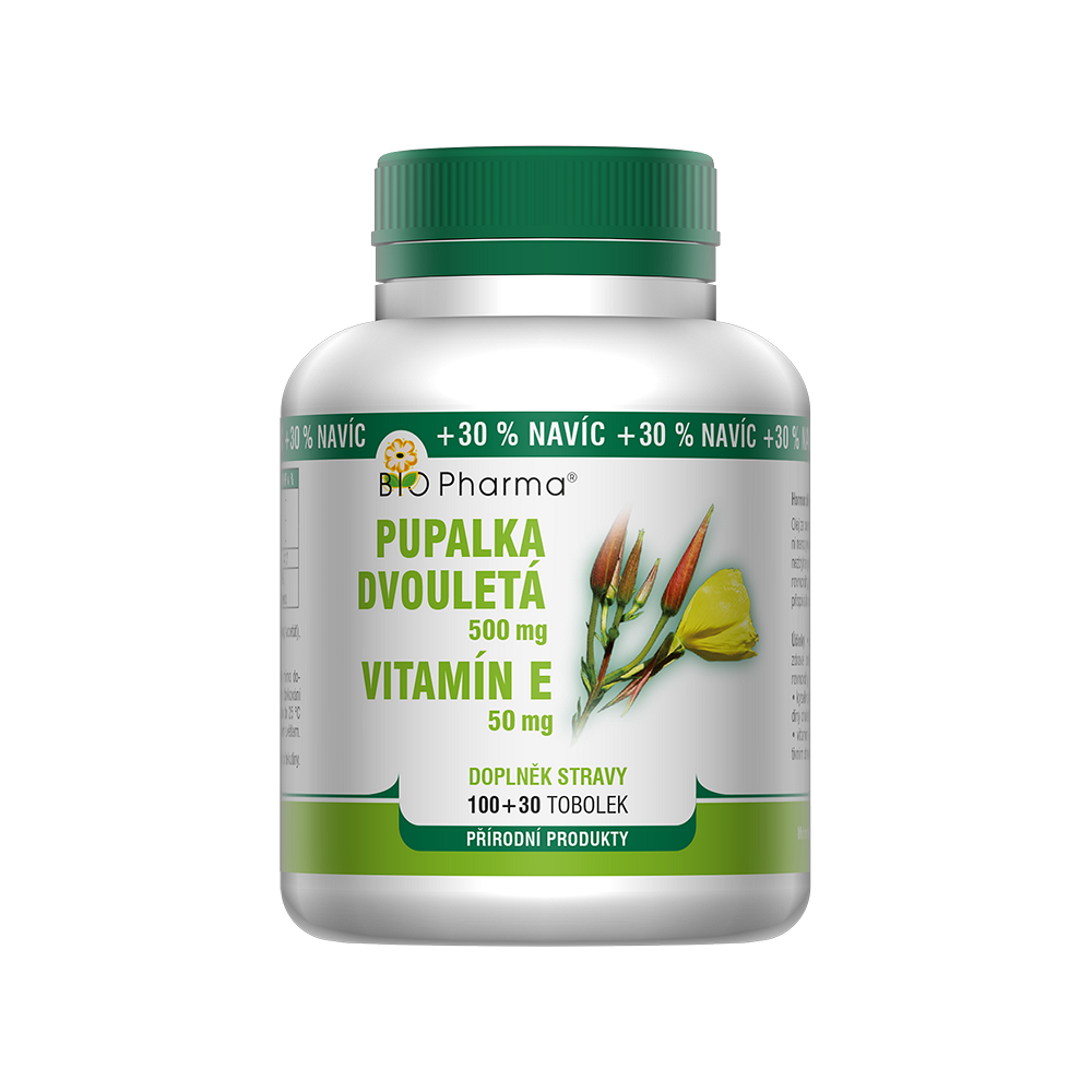 BIO PHARMA Pupalka dvouletá 500 mg + vitamín E 50 mg 100 + 30 tobolek