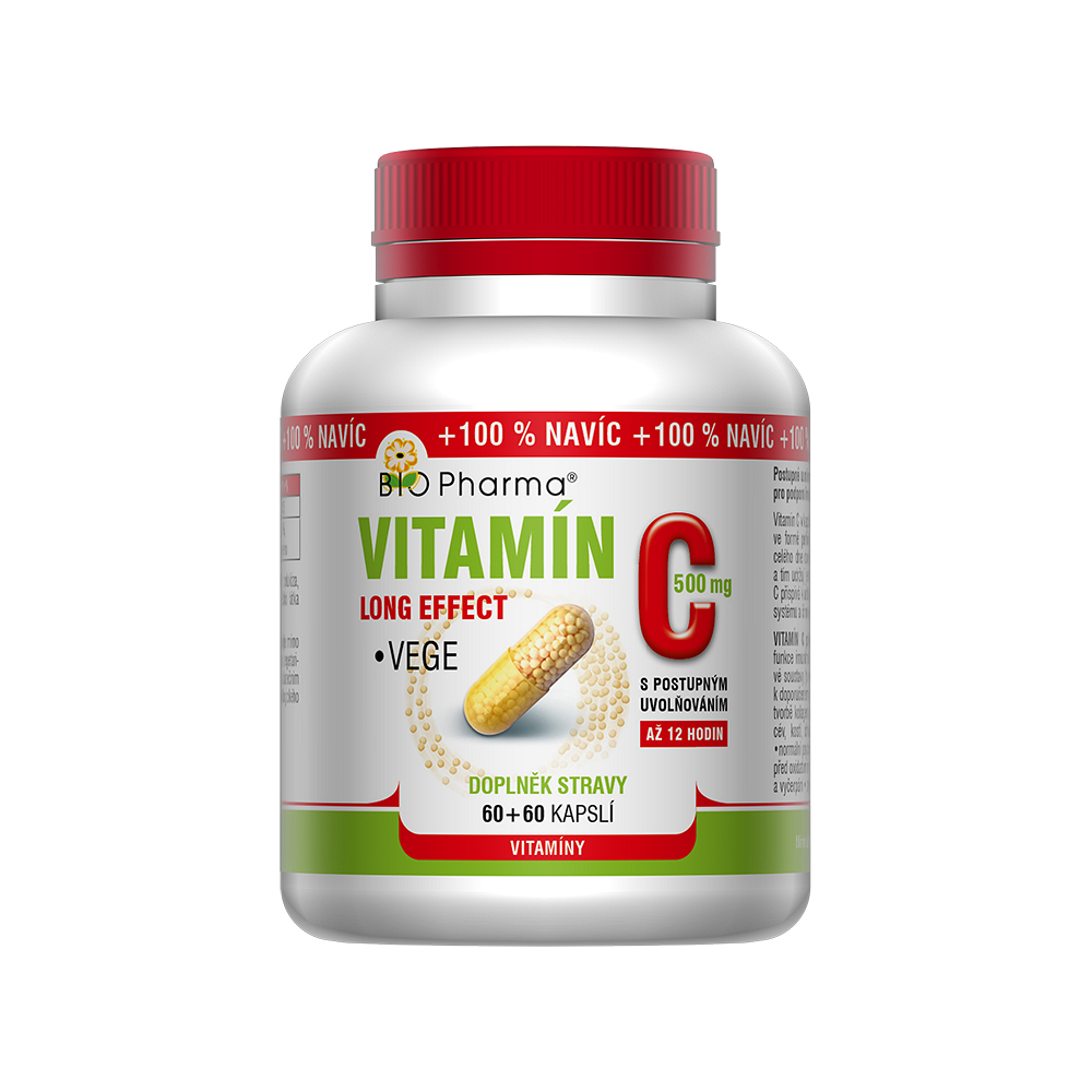 BIO PHARMA Vitamín C 500 mg long effect 60+60 kapslí