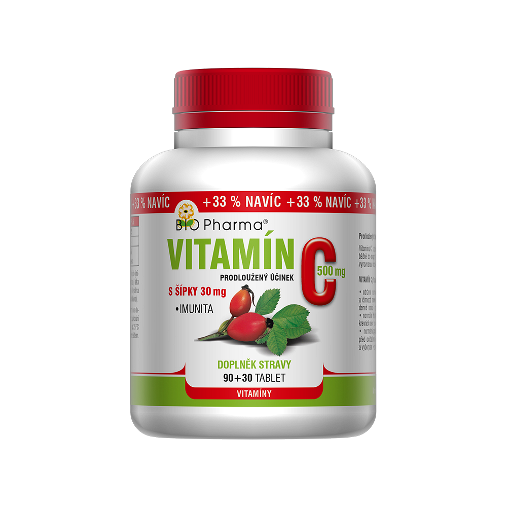 BIO PHARMA Vitamín C 500 mg s šípky 90+30 tablet