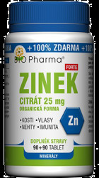 BIO PHARMA Zinek citrát Forte 25 mg 180 tablet