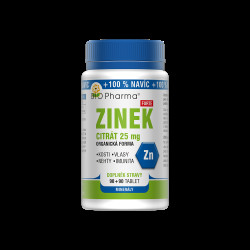 BIO PHARMA Zinek Citrát Forte 25 mg 90+90 tablet