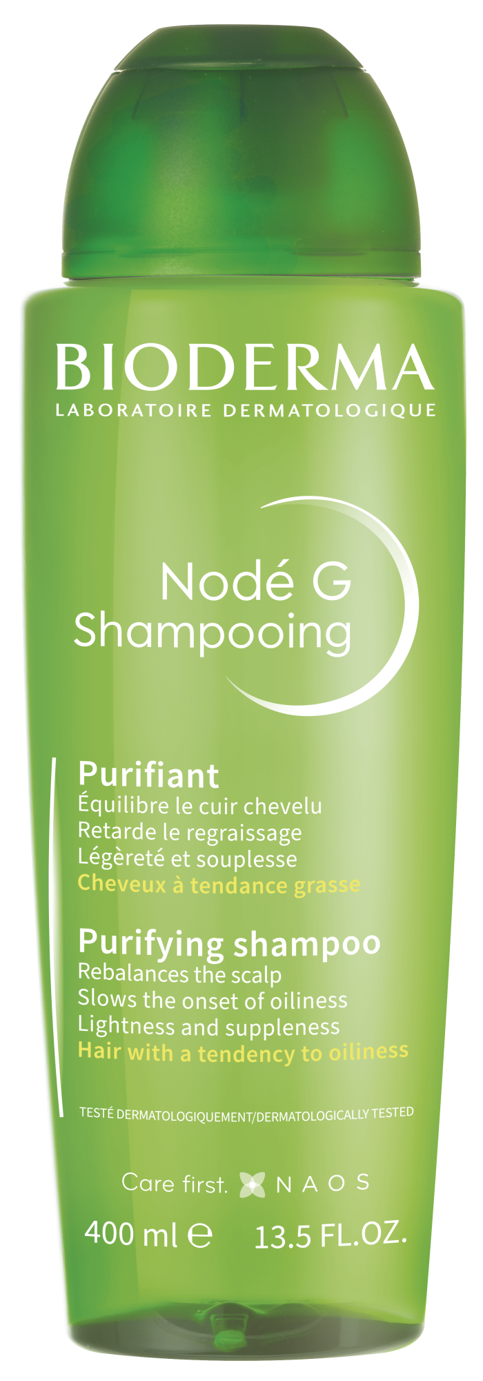 BIODERMA Nodé G šampon, jemný čisticí šampon, zpomaluje maštění vlasů 400 ml