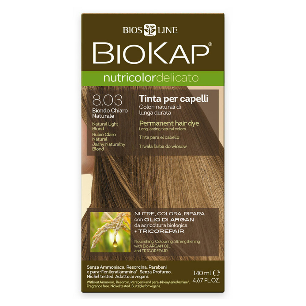 BIOKAP Barva na vlasy 8.03 Blond přírodní světlá 140 ml