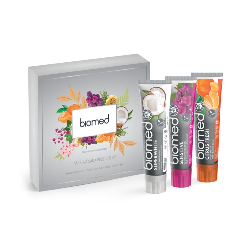 BIOMED Dárková sada Superwhite, Citrus Fresh, Sensitive 3x100 g