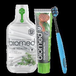 BIOMED Gum Health sada péče o citlivé dásně, zubní pasta 100g, kartáček a ústní voda 500ml