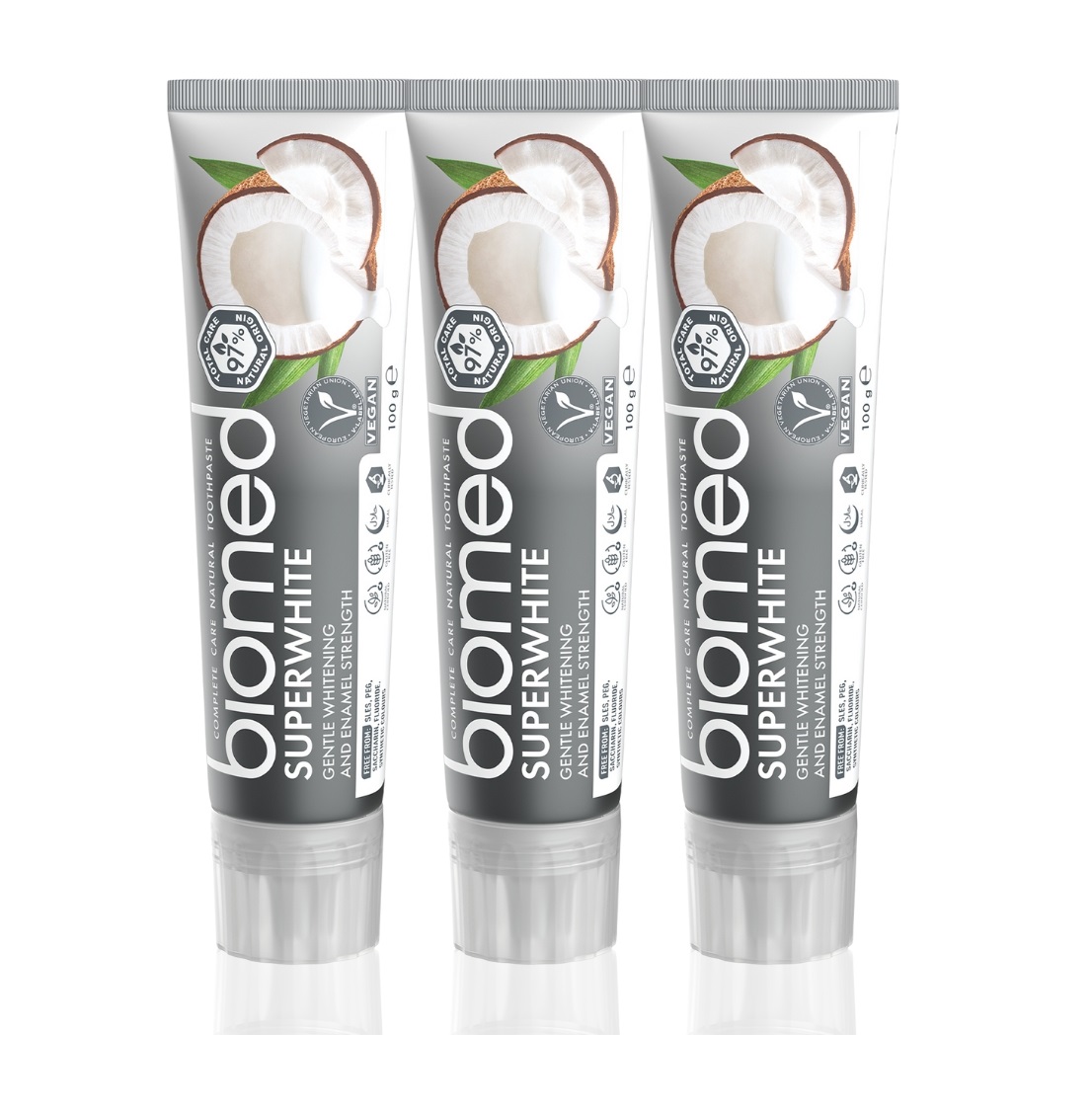 BIOMED Superwhite s kokosovým olejem bělicí zubní pasta na citlivé zuby 3x100 g
